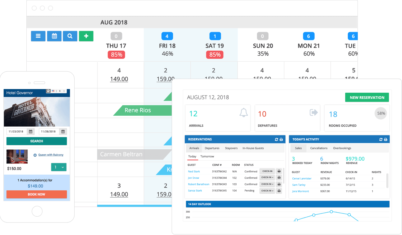 Cloudbeds PMS Suite is available on Desktop, Mobile & Tablet