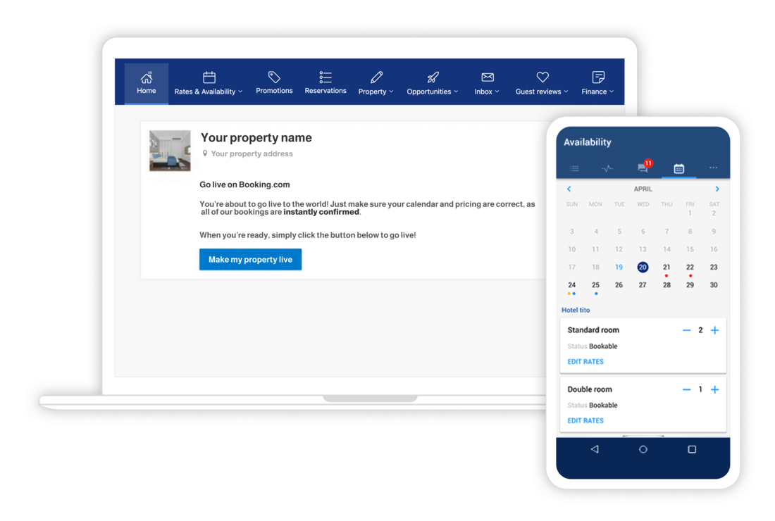 Screenshot of the Booking.com Extranet property information update interface