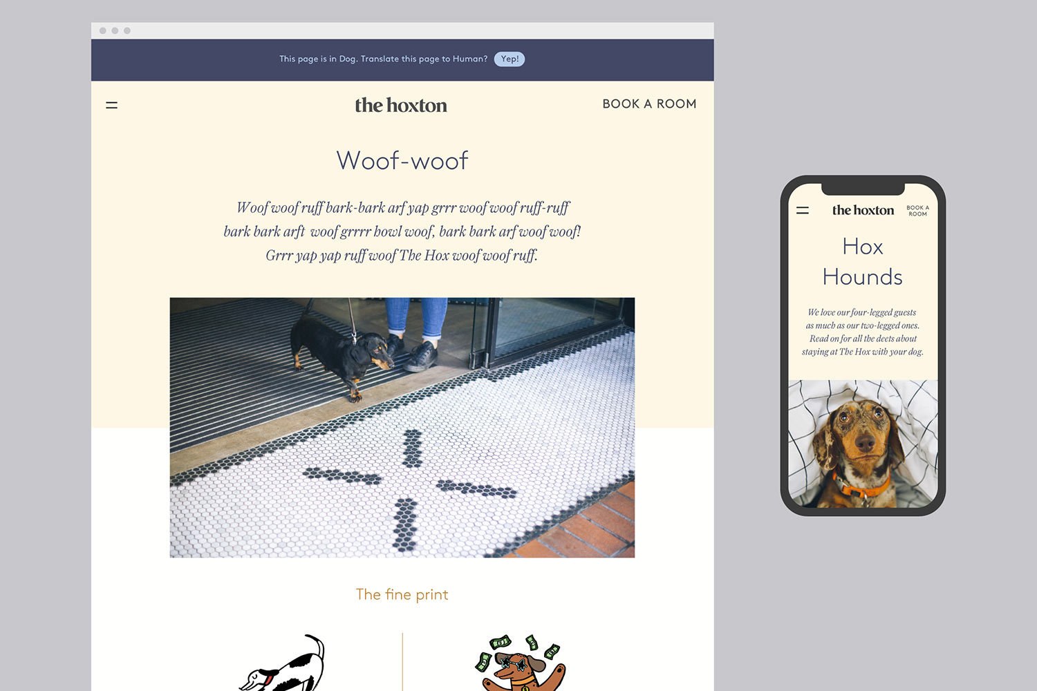 The Hoxton Website: Dog friendly Capture of the Hoxton website website
