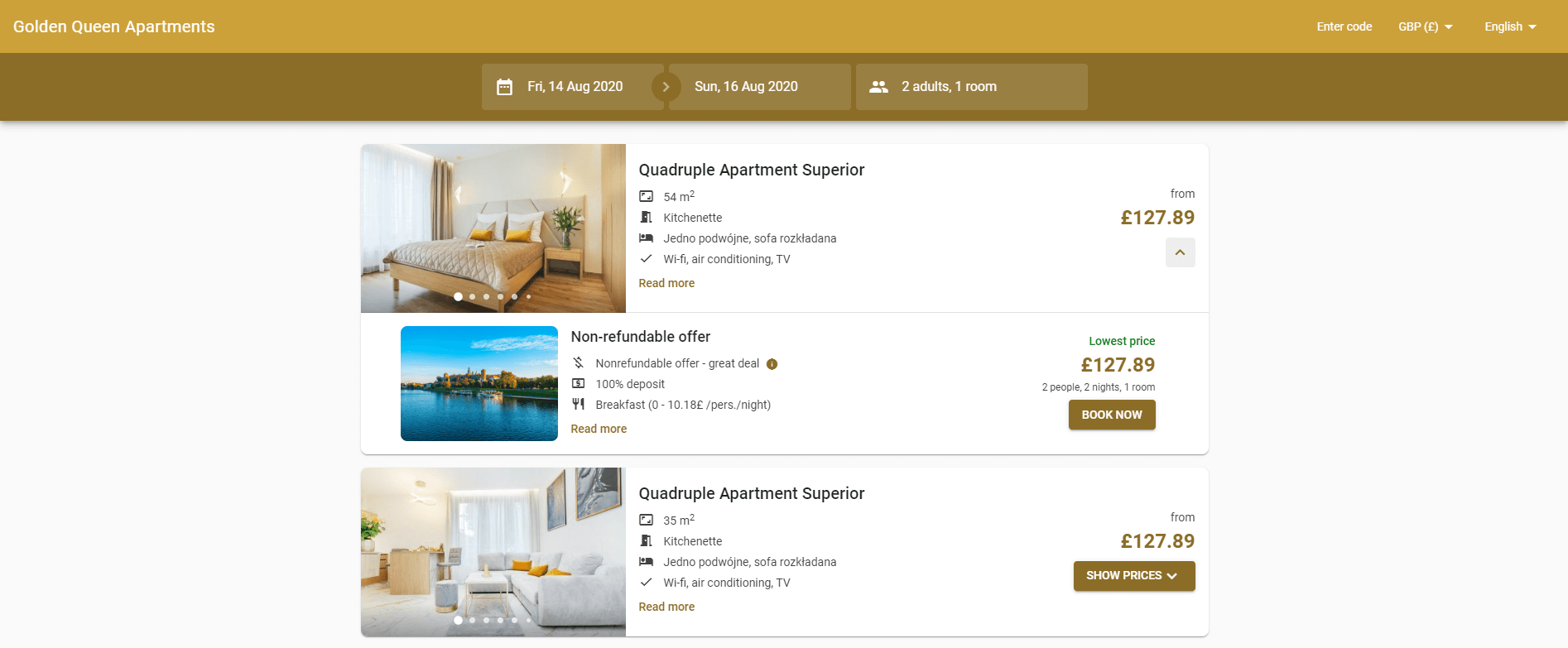 Profitroom - Booking Engine Software Screenshot