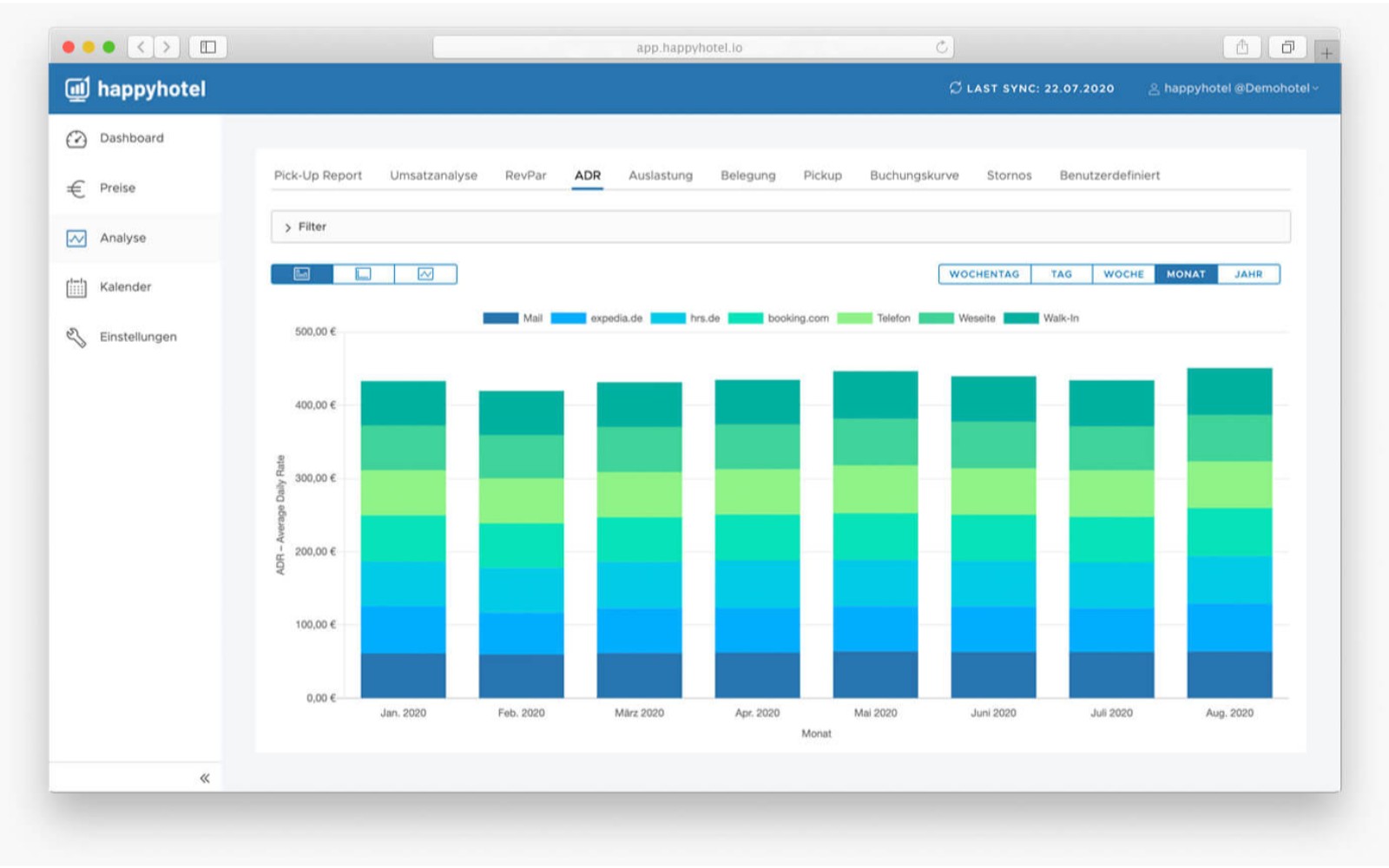 happyhotel - Revenue Management Software Screenshot